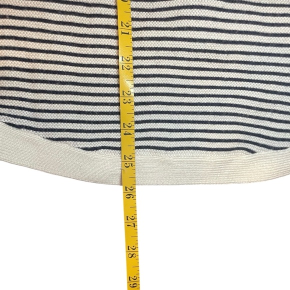 Talbots Petite Sweater Navy Cream Striped Link Stitch V Neck Pullover XLP Sailor - Picture 12 of 12